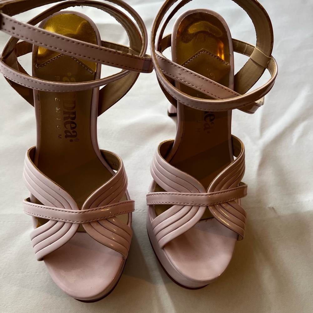 ANDREA FENZI Pink Heeled Sandals with Ankle Straps